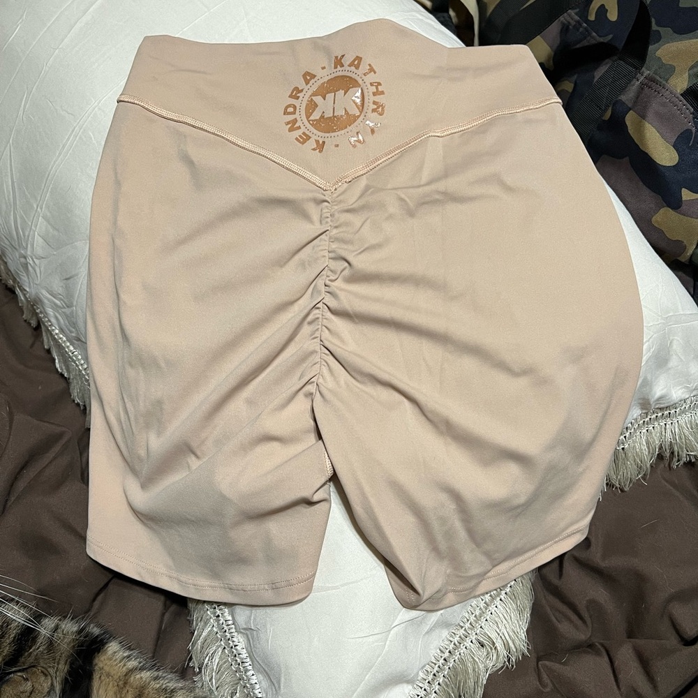 KKFIT x Gymshark Hidden Scrunch Shorts - Warm Buff - Size Medium